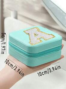 1 pieza Caja de almacenamiento de joyas de viaje portátil, Estuche de joyas de PU, Organizador de joyas de gran capacidad, Bandeja de exhibición de joyas, Soporte para anillos, Soporte para perfumes, Material PU resistente al agua y a la oxidación para proteger eficazmente sus joyas, Adecuado como regalo para madres, mujeres, maestros, amigos y familiares