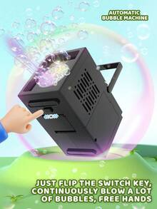 Máquina de burbujas automática de mano para niños, soplador de burbujas de mano para niños, regalo para fiestas (no incluye baterías ni solución de burbujas)