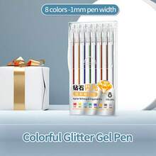 1pc Gel Pen, High-Quality Glowing Colorful Glitter Pen, 48/36/24/18/12/8 Colors Available, Student Planner Highlighter Marker Pen, Drawing Colored Pen