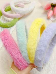 1pc Plush Headband, Fluffy Ear Warmer Headband, Solid Color Headband For Women, Autumn/Winter