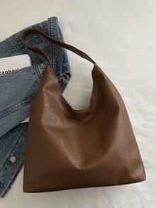 Conjunto de 2 piezas Bolso de gran capacidad casual y retro para mujeres, nueva moda 2026 Bolso versátil y elegante de hombro y tipo cubo - Marrón - Ver 7