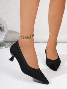 Zapatos de tacón de aguja de tacón de gatito para mujer, zapatos de trabajo minimalistas y elegantes