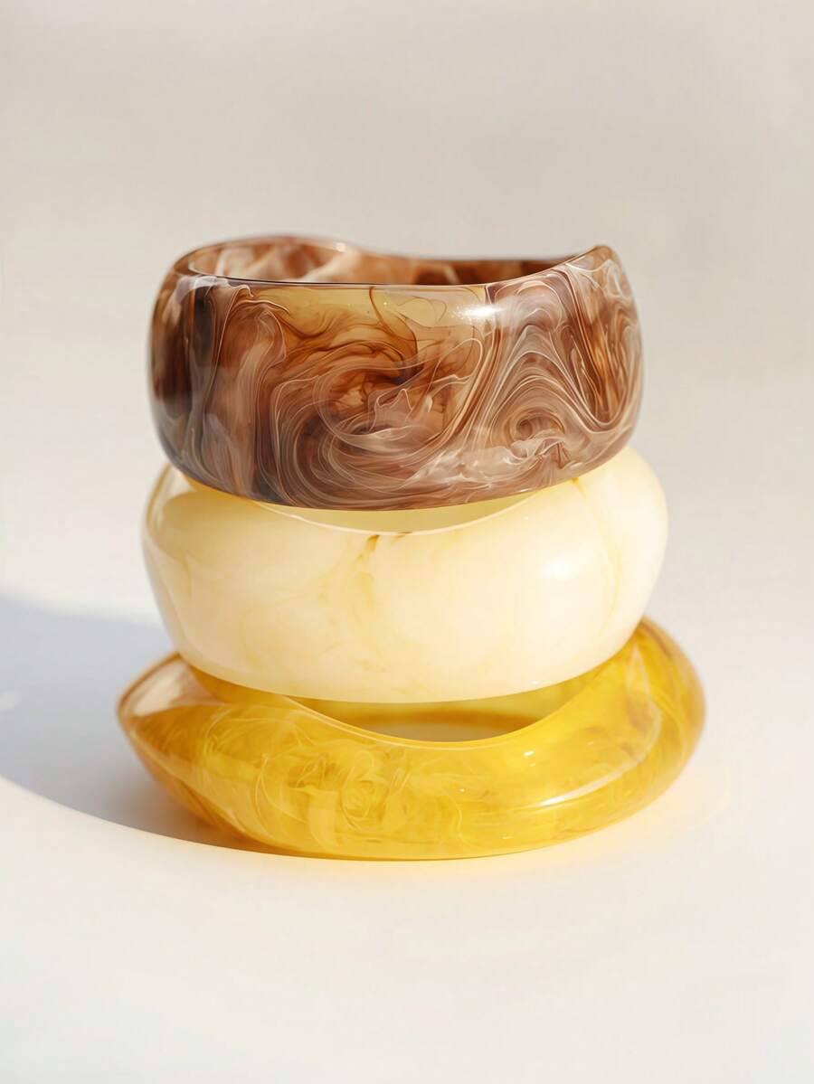 3 件/1 件夸张几何手链套装，百搭珠宝配饰，适合日常佩戴、派对、度假、波西米亚风格 - 寬版 - 查看 1