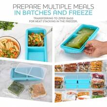 Silicone Freezer Tray With Lid - Soup Freezer Container Molds - 2 - Cup Large Cube Tray - Makes 4 500ml Portions Cubes, Freezing Soup, Stews, Sauces. OvenDishwasher - Safe2 - Pack - 2 cốc, màu xanh - Xem 5