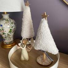 2 pièces/1 pièce Arbre de Noël en laine, fait main, décoration de table de Noël, arbre décoratif de style bohème, décorations de plateau de table en tissu, convient pour centre de table ou décorations de cheminée de style ferme pour les fêtes.