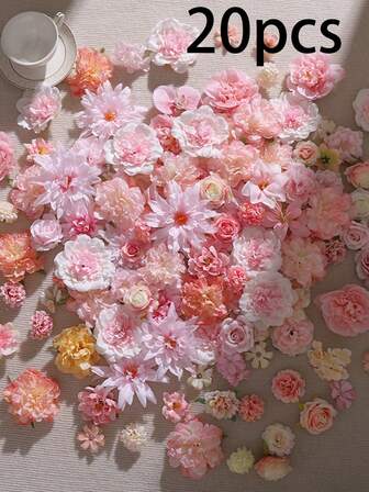 20/40 pezzi Confezione di materiali per fiori artificiali, fiori finti in seta, materiali per realizzare a mano corone, ghirlande, decorazioni floreali per matrimoni, borse da decorazione