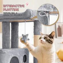 Cat Tree, 36 Inch Cat Tree Tower With Cat Condo, Small Cat Tower With Scratching Post & Sisal-Covered Scratching Board, Cat Climbing Tower With Hammock, Cat Tree For Indoor Cats - 淺灰色 - 查看 6