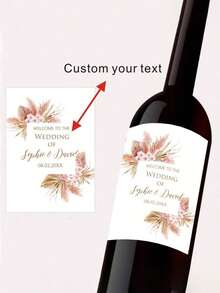 1/3/5pcs Customized Reed Grass Pattern Wine Bottle Packaging Stickers, Customized Labels, Can Print Any Text, Suitable For Various Occasions, Personalized Birthday Labels, Fashionable, Colorful, Cute, Charming, Minimalist, Holiday, Christmas Gift, Christmas Decoration, Personalized Gift - Multicolor - View 10