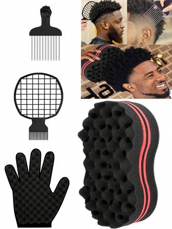 1/2/3/4pcs Barber Shop Men Hair Braider Twist Sponge Gloves African Hair Styling Fork Comb Hair Curls Foam For Salon Hairdressing Tools, Hair, Barber, Hair Tools, Hair Products,Hair Dryer,Hair, Accessories, Hair Products, Hair Tools, Hair Stuff, Hair Care, Curly Hair Brush, Barber, Barber Accessories, Hairdressing Equipment,Travel Essentials,Travel Essential,Hairstyle,Hairdressing,Hair,Travel,Hair Products,Hair Tools,Hair Stuff,Barber,Barber Accessories,Barbershop,Hairdressing Equipment