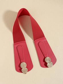 1pc Women's Elastic Waist Belt, Stretchy PU Leather Waist Band Decoration For Dresses, Versatile & Fashionable