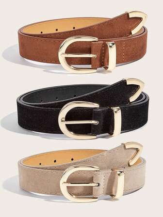 Cinturón de mujer de ante sintético y PU decorado, cinturón de moda versátil para la cintura que se puede combinar con vaqueros para uso diario