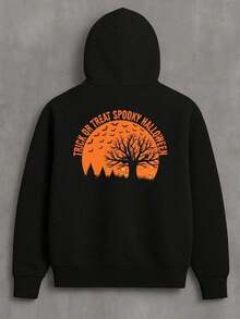 Halloween Hoodies Sweatshirt Mens Black Stylish Autumn/Winter Outerwear, Sweatshirts , Plus Size Hoodies , Cool Hoodies,Soft And Comfortable,Fall Hoodies,Men's Fall Clothes,Street Wear,Halloween,Mens Hoodies,Y2k Clothes,Jesus Hoodie,Thanksgiving Day,Nightmare Before Christmas,Christmas - 黑色 - 查看 1