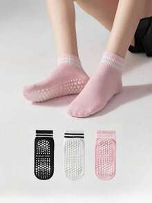 3/5 Pairs Yoga Socks, Ankle Length Socks For Indoor Yoga, Dance, Pilates, Exercise, Trampoline, Running