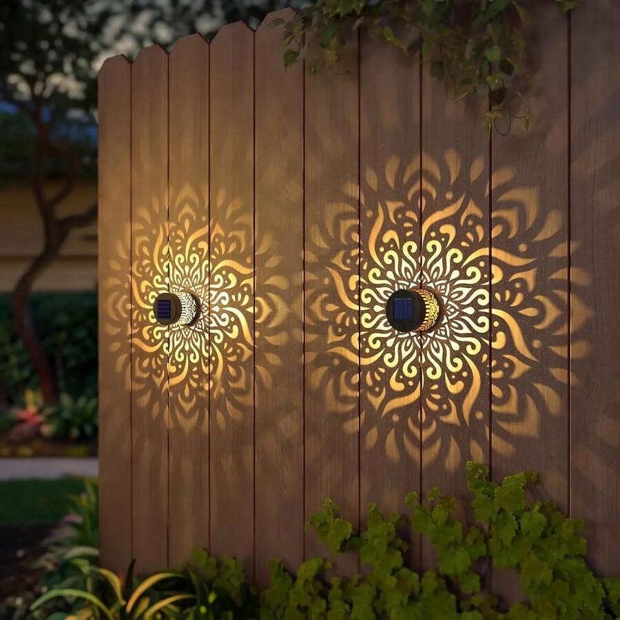 Solar Mandala Wall Light, Projection Flower Shade Lamp For Halloween Thanksgiving Christmas Party Ambiance, 4-Season Use For Garden Decoration, Landscape, Yard, Lawn, Deck, Pathway, Holiday Gift - 1 CÁI - Xem 1