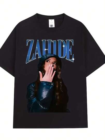 Zahide Merch Grafik-T-Shirt - Schwarz Mit Kräftiger Zahide-Schrift – Schweres Baumwollshirt Für Männer & Frauen – Oversized Streetwear Shirt – Alltagstaugliches, Stilvolles Harajuku-Design, Bequemer Schnitt