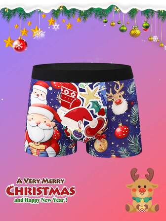 Calzoncillos de Papá Noel, con un cinturón elástico y tela, son adecuados para usar durante el período navideño y hacer un regalo de Navidad para tu novio y familia (calzoncillos para hombres).