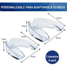 8 protectores bucales para bruxismo, ronquidos, blanqueamiento dental yás.1 estuche incluido. 8 protectores dentales en 2 tamaños y 1 estuche incluido! Guarda dental para dormir. Para evitar rechinar los dientes y roncar por la noche. Protectores bucales moldeables. Solución para el bruxismo. Guarda dental para dormir. Diseño profesional para adaptarse perfectamente a cualquier boca. Instrucciones incluidas y fácil de usar. - 1 - Ver 4