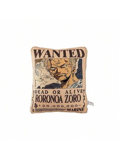 Miniso One Piece Classic Series 16 Inch Roronoa Wanted Poster Throw Pillow, Made Of High Quality Fabric Com Tafel Filling, Perfect Living Room Sofas(1 PC) view 4