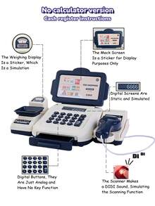 Children's Toy Store Cashier Playset (2 Simple Versions - 1 With Calculator/1 Without Calculator, Batteries Not Included), Play Money & Cash Register Pretend Play Interactive Toy, Kindergarten Gift, Holiday Present