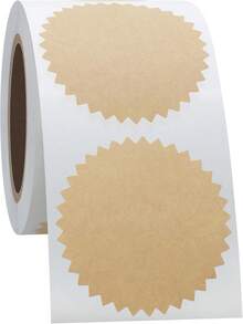 Hybsk - 300 etiquetas de sellado con certificado metálico dorado de 2 pulgadas con bordes dentados y calcomanías de grabado legales (Papel Kraft) - Papel Kraft - Ver 11