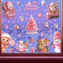 8 Sheets Of Adorable And Fun Pink Christmas Window Stickers - Santa, Snowman And Reindeer - Adorned, Essential For Indoor And Outdoor Holiday Decoration Christmas Decorations Christmas Decoration Christmas Decorations Home Room Decor Home Decor