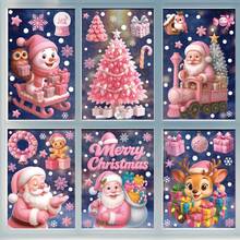 8 Sheets Of Adorable And Fun Pink Christmas Window Stickers - Santa, Snowman And Reindeer - Adorned, Essential For Indoor And Outdoor Holiday Decoration Christmas Decorations Christmas Decoration Christmas Decorations Home Room Decor Home Decor