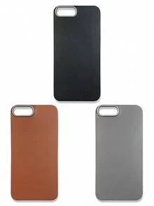 3-Pack Luxury Leather-Feel Phone Cases, Compatible With IPhone 13, 14, 15, 16 Pro Max, Galaxy, Black, Grey, Brown - Multicolor - View 28