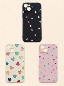 3个装心形图案软硅胶手机壳，多巴胺设计，兼容和Galaxy手机，11、13、14、15、16/16 Pro/16 Plus/16 Pro Max，国际版，非国内版 - 彩色 - 查看 16