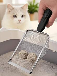 猫砂铲，超大不锈钢材质，宠物清洁工具，耐用的金属宠物粪便铲，筛面宽，过滤效果好，自清洁猫砂盆铲，小猫厕所清洁工具，猫咪用品，用于清除猫砂盆中的猫屎，理想的猫砂盆清洁工具，自清洁猫砂盆铲，小猫厕所清洁工具，猫咪用品 - 彩色 - 查看 1