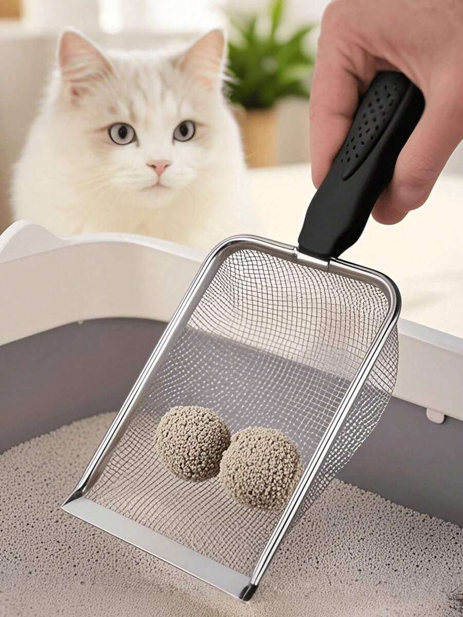 猫砂铲,超大不锈钢材质,宠物清洁工具,耐用的金属宠物粪便铲,筛面宽,过滤效果好,自清洁猫砂盆铲,小猫厕所清洁工具,猫咪用品,用于清除猫砂盆中的猫屎,理想的猫砂盆清洁工具,自清洁猫砂盆铲,小猫厕所清洁工具,猫咪用品 - 彩色 - 查看 1