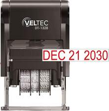 Sello de fecha autoentintado con mes, día, año, fácil de usar y ajustar, cabeza de goma, ABS resistente, impresión uniforme, 10 años de fechas, recargable (azul) - Rojo - - Ver 5