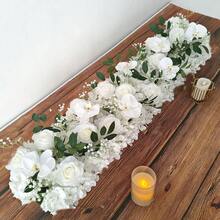 100 سم زهور وردية بيضاء اصطناعية فاخرة، زهور ديكور لحفل الزفاف، مركز طاولة الزفاف وخلفية الجدار والقوس ، ديكور الحفلات والحدائق والخارج