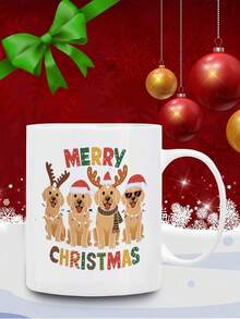 1pc 11 Ounce Ceramic Cup - A Mug With A Merry Christmas Golden Retriever, The Perfect Cup For Coffee Lovers, And An Ideal Holiday Gift For Thanksgiving, Birthdays, Or Christmas Parties. Multi Functional Tea Cups For Hot And Cold Drinks, Wedding Or Valentine's Day Gifts, Cute Winter Beverage Containers, Fun Household Kitchen Items - Christmas Decorations, Cute Dogs Wearing Christmas Hats! " - Multicolor - View 10