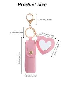 1pc Lipstick Holder With Heart-Shaped Mirror, Useful For Women Makeup, Key Chain. Heart-Shaped Mirror Decorated Lipstick Case, Multi-Color Women Makeup Bag, Heart-Shaped And Bag Decor Fashion Keychain Pendant, Wallet, Purse, Bag Accessories, Storage Pouch ,Jewellery Box,Pouch,Makeup Brush Holder,Brush Holder,Perfume Organiser,Pouch Bag