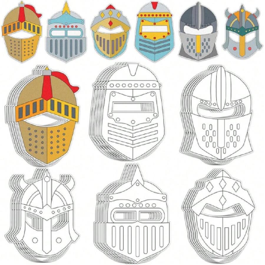 36 Set Medieval Knight Armor Coloring Mask Craft For Color Your Own ...