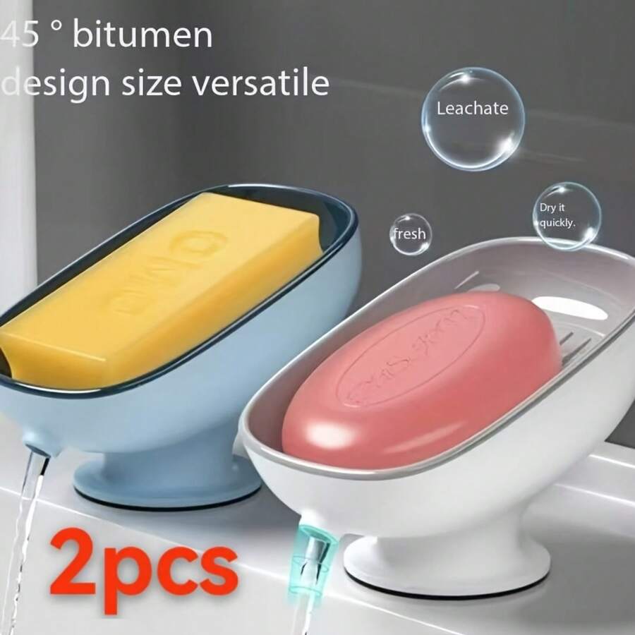 1 Piece Luxury Oval Soap Dish - Wall-Mounted Non-Hole Household Soap Dish, Convenient Draining, Detachable Soap Tray, Suitable For Bathroom And Washbasin - 多色1個 - 查看 1