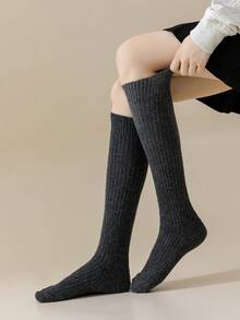 1/3/5 Pairs Solid Color Double Needle Knitted Wool Comfortable Warm Indoor Ankle Socks - Multicolor - View 17