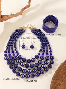 Handmade Multilayered Beaded Bohemian Jewelry Set Include Necklace, Earrings, And Bracelet