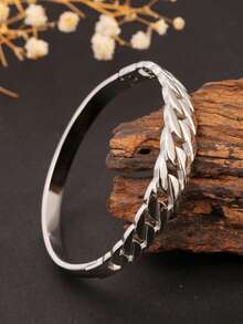 1 buc. Brățară tip manșetă asimetrică din oțel inoxidabil placat cu aur de 18K, stil vintage, la modă și versatilă, potrivită pentru purtarea zilnică a femeilor, cadou pentru iubită