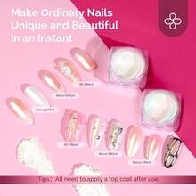 2Pcs Chrome Nail Powder For Gel Nails, Pearl And Aurora Powder Mirror Effect Pigment Pearlescent Mermaid Pigment Pearl Glitter For Home DIY Salon Use{"Color_name":"PearlandAurora"} - 皮爾蘭奧羅拉 - 查看 4