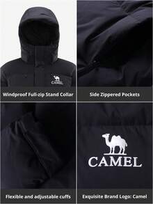 CAMEL CROWN Outdoor 3-In-1 Down Jacket, Men's Mid-Length Windproof Snowproof Oilproof Parka, Winter New Arrival - Polar Night Black - View 2