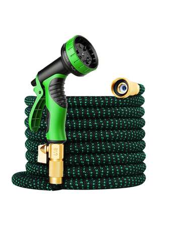 Expandable Garden Hose With 10-Function Spray Nozzle, Flexible Hose, 3/4" US, For Garden Watering And Cleaning