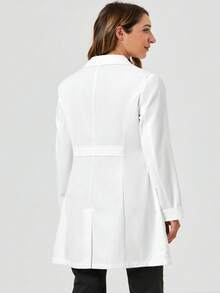 cimmuovere 加大码女式翻领长袖双口袋实验室护士工作服牙医保健宠物医院实验室外套