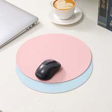 1pc Small Round Single/Double-Sided Solid Color Mouse Pad, Non-Slip Computer Office Gaming Desk Mat For Women