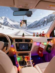 1pc Custom Acrylic Car Ornament - Personalized Photo And Name Car Mirror Decoration, Romantic Couple Gift For Valentine's Day, Anniversary, Wedding - Durable Car Accessory.