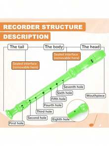 1pc (Standard 30cm, Premium 32cm) PVC 8-Hole Vertical Flute, High Pitch Straight Flute, (Premium 3-Section Detachable 6-Hole 8-Hole Beginner Vertical Flute, German Style, 6-Hole 8-Hole Flute Instrument For Learners, 8-Hole Flute Instrument For Teaching & Practice) - Multicolor - View 10