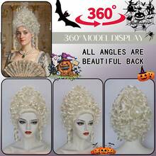 Perruque vintage de style colonial victorien pour femmes - Coiffure bouclée courte baroque volumineuse en chignon, style élégant européen du 18ème siècle. Perruque noble et pétillante, au look naturel, facile à porter. Convient pour les costumes d'Halloween, les tenues de fête, les anniversaires de dames, les déguisements de Noël, les accessoires de scène, les accessoires et les décorations. - Multicolore - Voir 19
