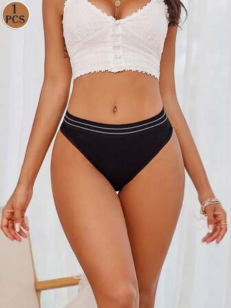 1 st. damtröst med låg midja, bekväma ribbade bomullstrosor