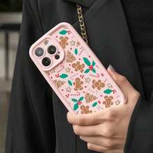 Funda navideña para phone 17 Pro Max con estampado de hombre de jengibre, reno, copos de nieve y Papá Noel. Bordes altos, resistente a caídas y golpes. Compatible con phone 17 Pro, 17 Pro Max, 17 Pro Max, 17 Pro Max, 17 Pro Max, 16 Pro Max, 16 Plus, 16, 15, 14, 13, 12, 11, XS, XS, XR, S22 Plus, S23 Ultra, S24 FE y S25. Diseño bonito y elegante. Halloween, San Valentín o regalos. - Marrón - Ver 5