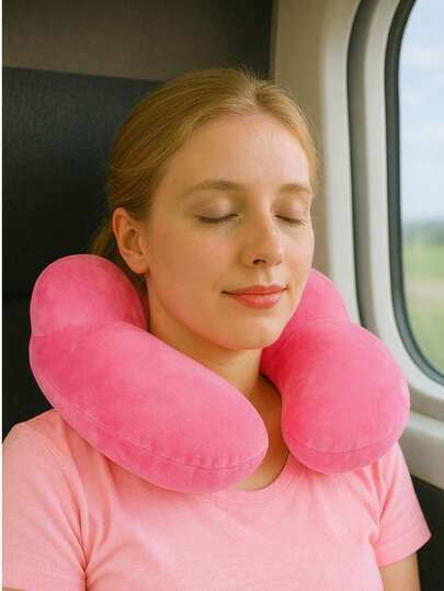 Travel Kussen Zachte Flocked, Neck Car, Inflatable Storage, Portable Airplane